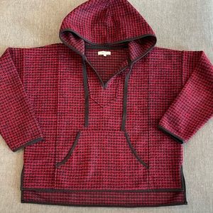 Madewell Red Black Brushed Houndstooth Hoodie (M) Pocket Oversized